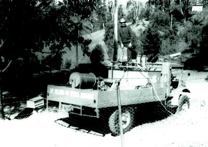 A very early photo of the first fire truck 