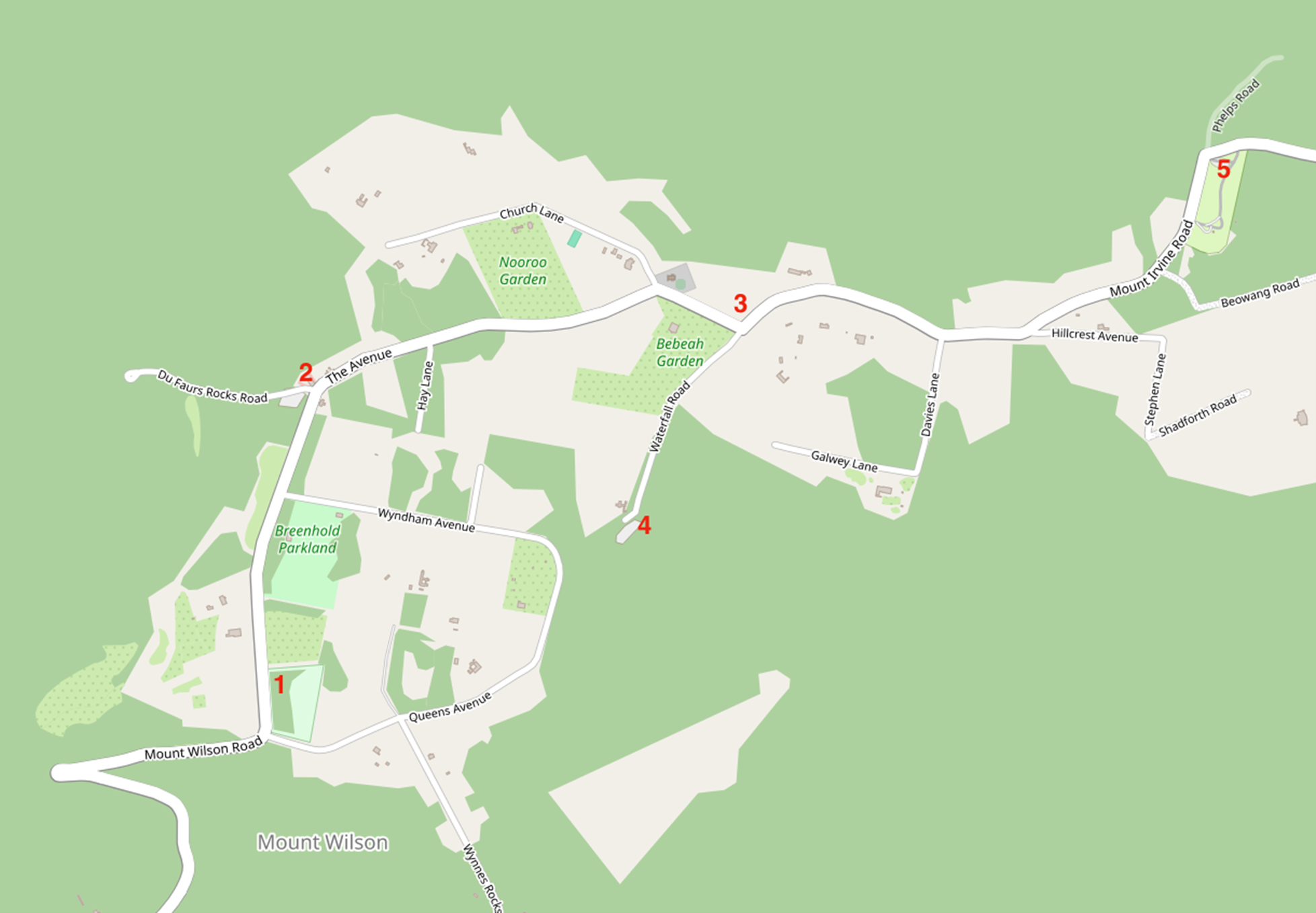 Public Toilets in Mt Wilson